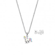 Orage Kids K2648 ketting eenhoorn wit blauw roze zilver