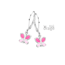K2520 Orage Kids oorring vlinder roze zilver
