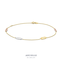 Aucielle armband 18ct wit-geel-rose goud 18ct  lengte 17 +3 cm