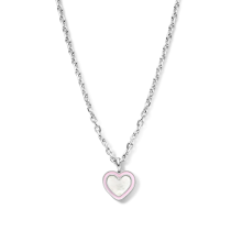 Naiomy Princess zilveren halsketting +hanger hart parelmoer roze