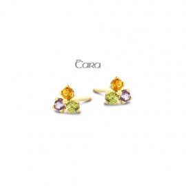 CA396 Geelgouden oorringen 18ct Multicolor