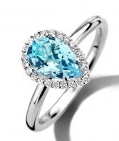 Y1416 Witgouden ring 18ct briljant topaas skye blue 12x9mm