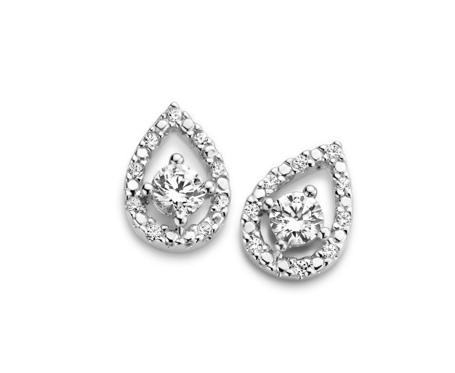 Y1600 You and Me witgouden oorringen 18ct met zirconium
