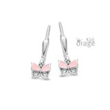 Orage Kids oorring roze vlinder zilver