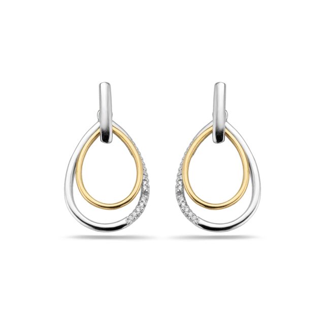 Emotions oorringen geel - wit goud 18ct briljant 0.10ct
