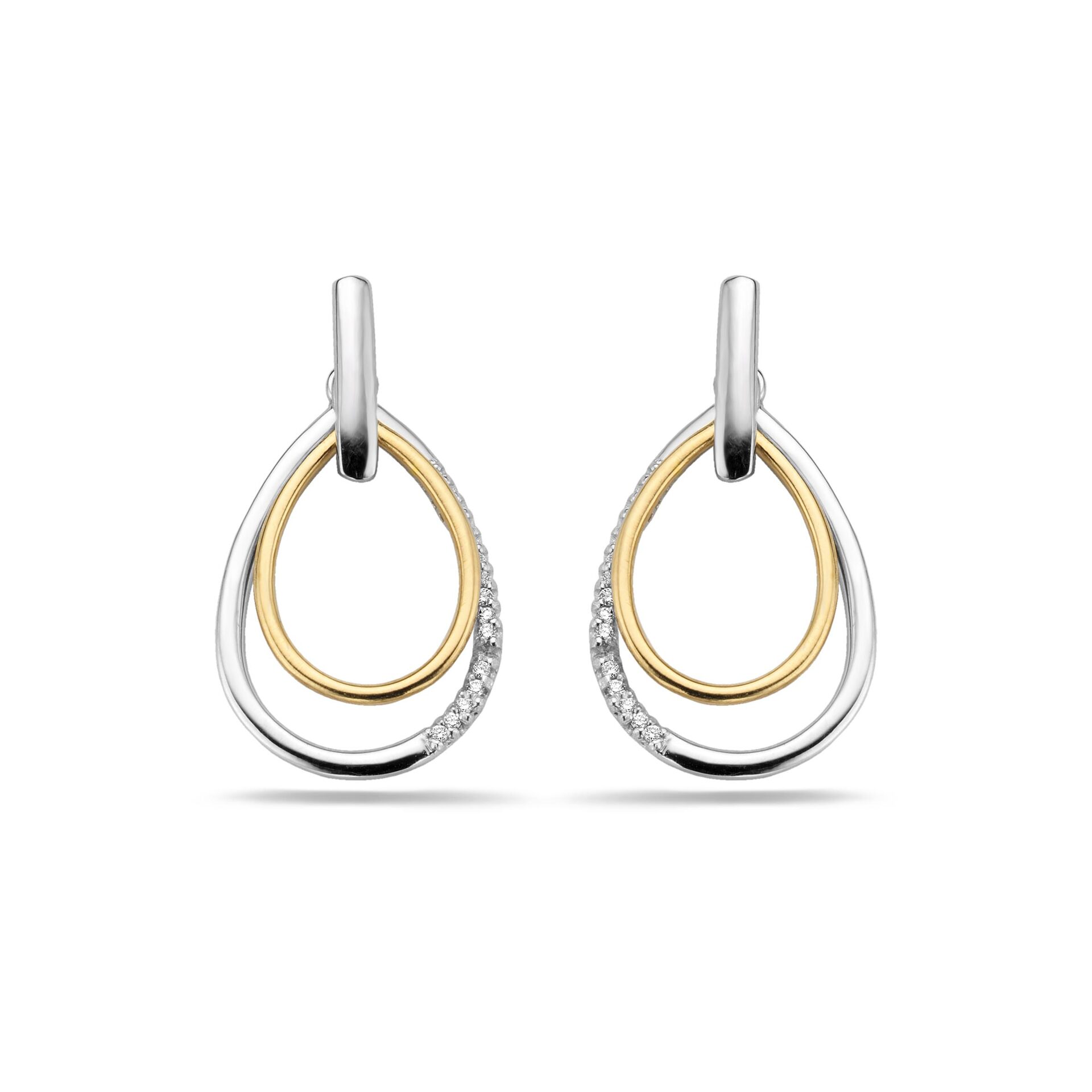 Emotions oorringen geel - wit goud 18ct briljant 0.10ct