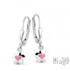 Orage Kids oorring bloem met roze hartje