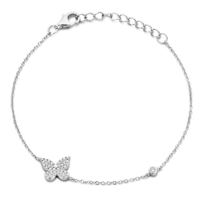 Zilveren armband met vlinder-motief gezet met zirconium Naiomy Moments