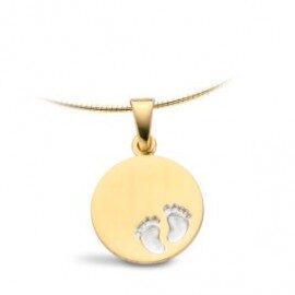 Hanger babyvoetjes 12mm geelgoud 18ct