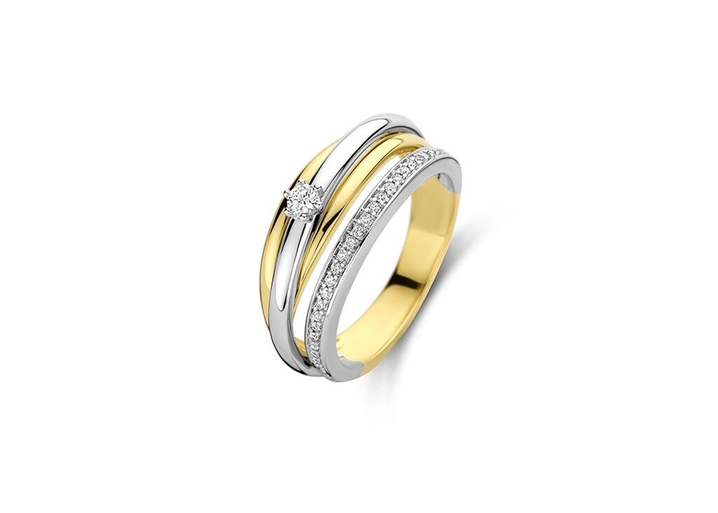 You and Me Ring geel & witgoud met briljanten 0.180ct