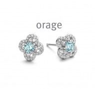 Orage oorring zilver licht blauw