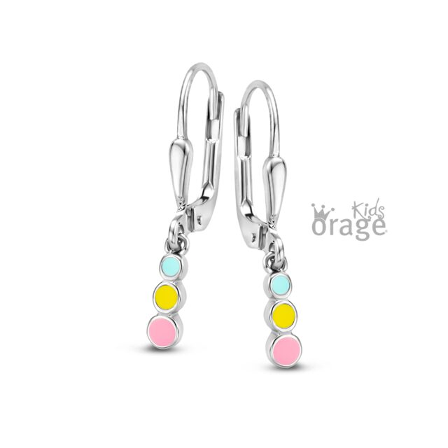 Orage Kids oorring gekleurde bollen zilver