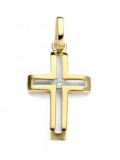 You and Me kr0226gz geelgouden kruisje met zirconium 19x12mm