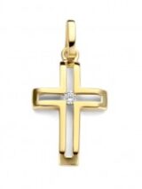 You and Me kr0226gz geelgouden kruisje met zirconium 19x12mm
