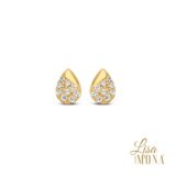  Lisa Mona 14K Geel Goud Oorringen 6x4MM Druppel 1,1MM Wit  zirconium  Stone