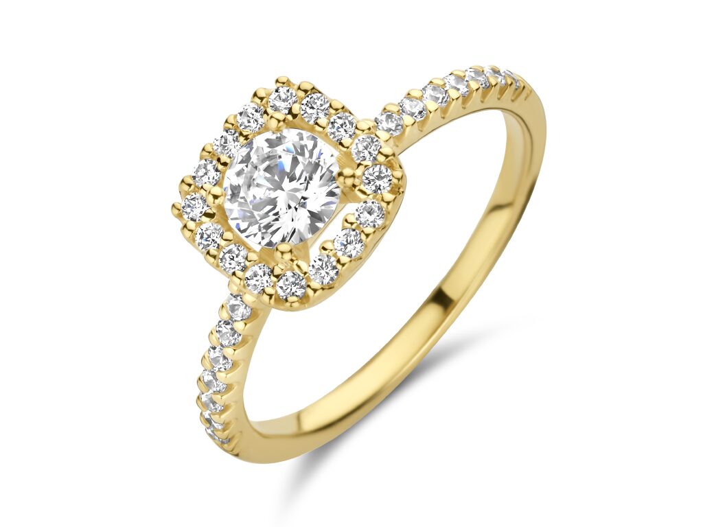 You and Me verlovingsring geelgoud zirconium