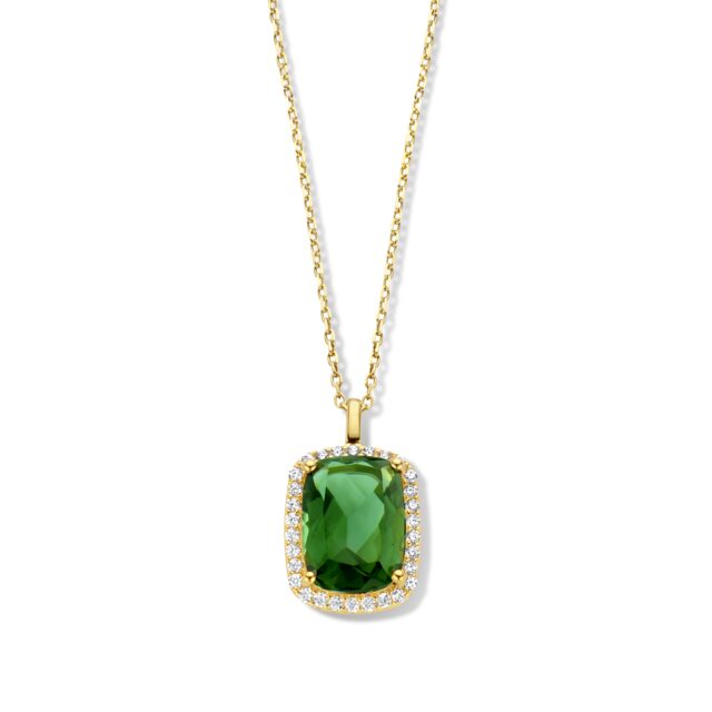 Naiomy zilver halsketting met hanger verguld groen 