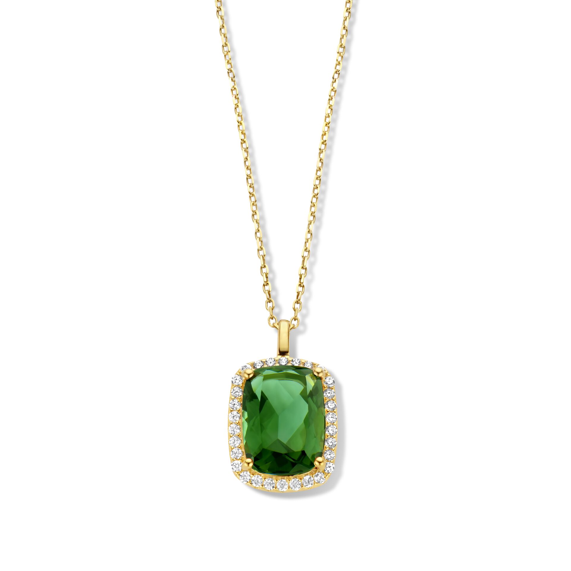 Naiomy zilver halsketting met hanger verguld groen 