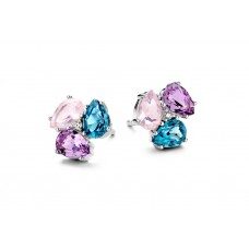 Y1022 witgouden oorringen 18ct briljant topaas roze qauartz Amethist
