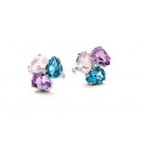 Y1022 witgouden oorringen 18ct briljant topaas roze qauartz Amethist