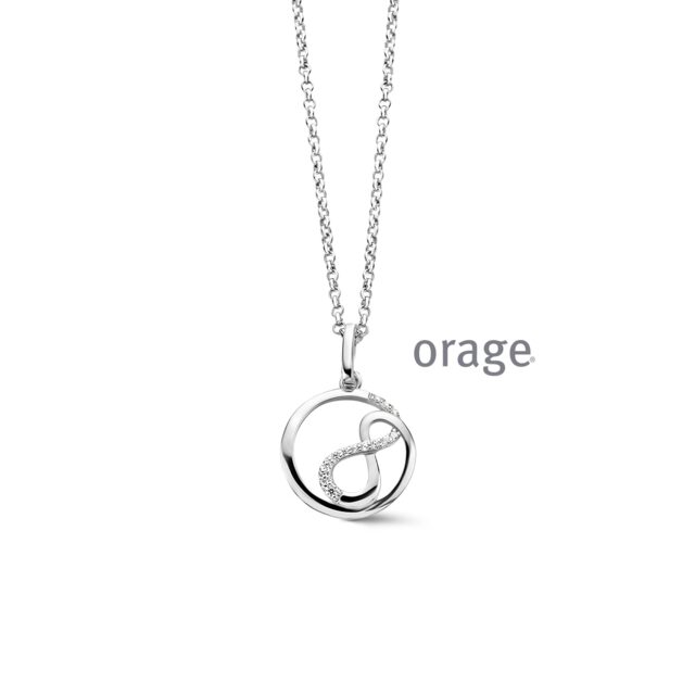 Orage ketting zilver & zirconium lengte 42cm