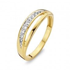 You and Me geelgouden ring zirconium gr3813gz