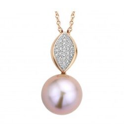 You and Me parelhanger roségoud 18 ct met briljant 0.11ct