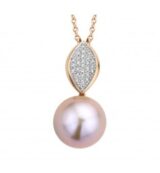 You and Me parelhanger roségoud 18 ct met briljant 0.11ct