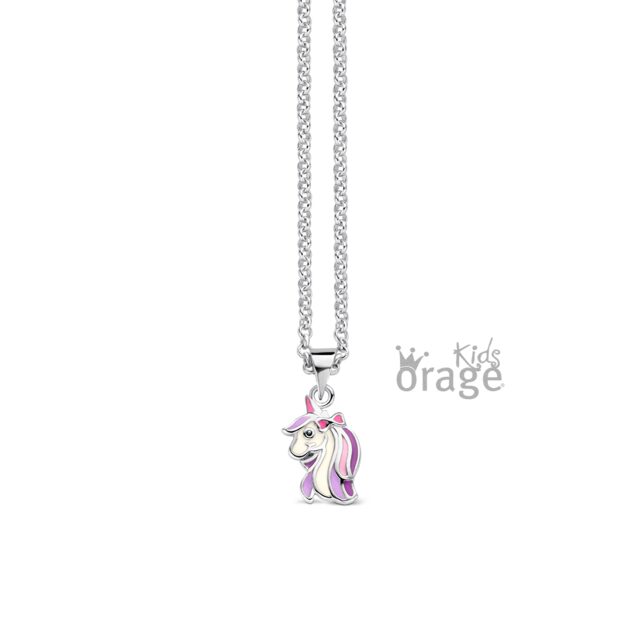 Orage Kids halsketting eenhoorn paars zilver k2563