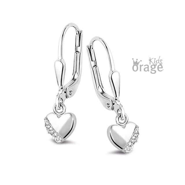 Kids orage oorring hart zilver