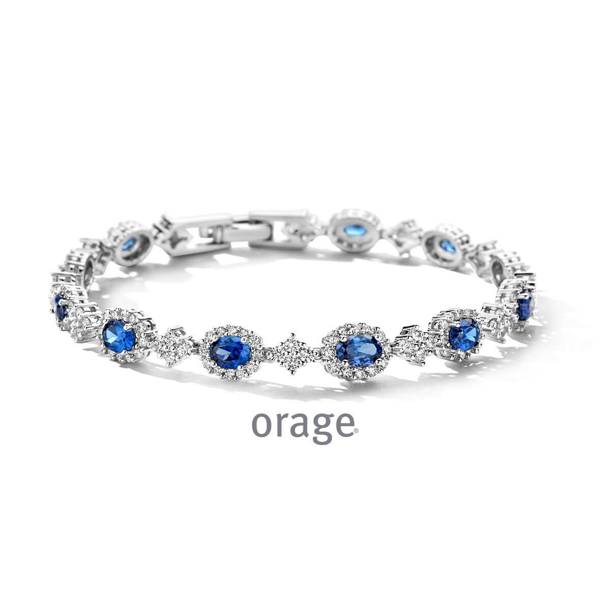 AW435 Orage armband zilver blauw zirconuim lengte 18cm