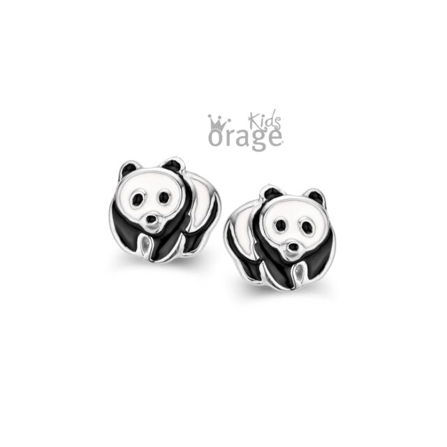 Orage Kids oorringen panda wit zwart k2631