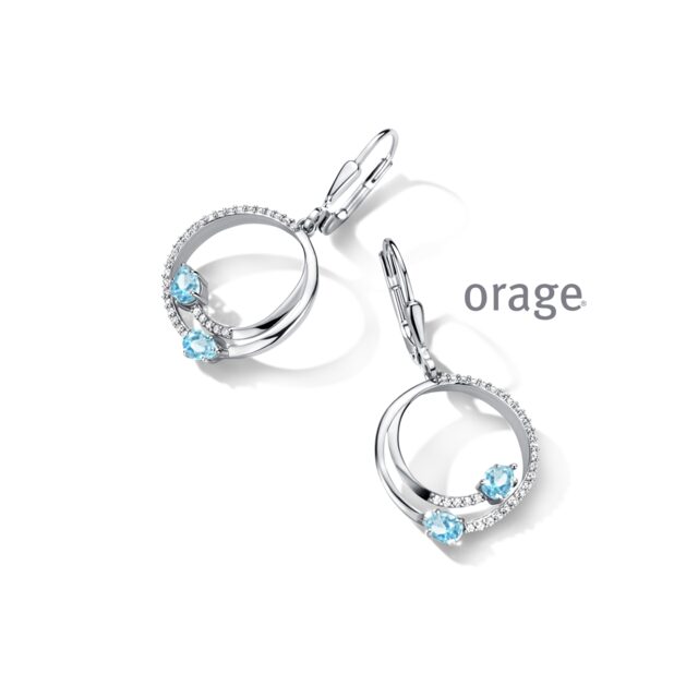 As110 Orage oorring zilver met zirconium blauw