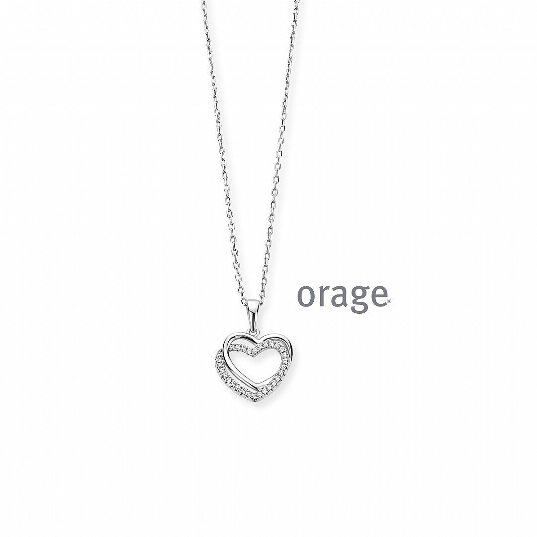 Orage ketting zilver hart zirconium