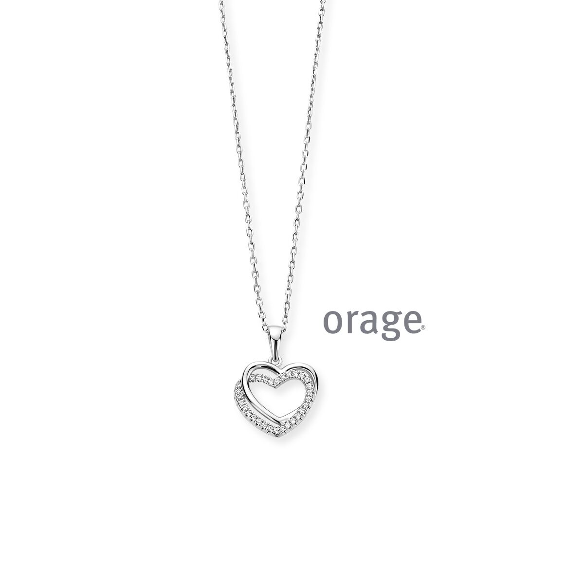 Orage ketting zilver hart zirconium