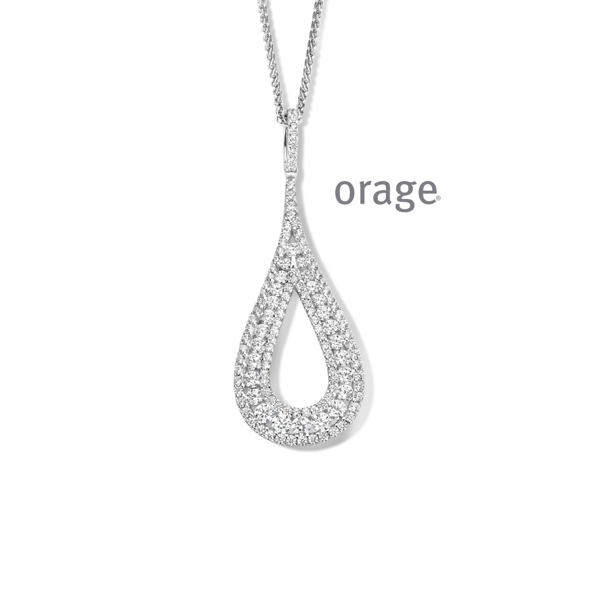 Orage ketting zilver met hanger zirconium 