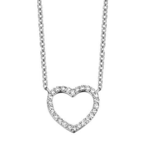 Naiomy Halsketting zilver met hanger hart zirconium