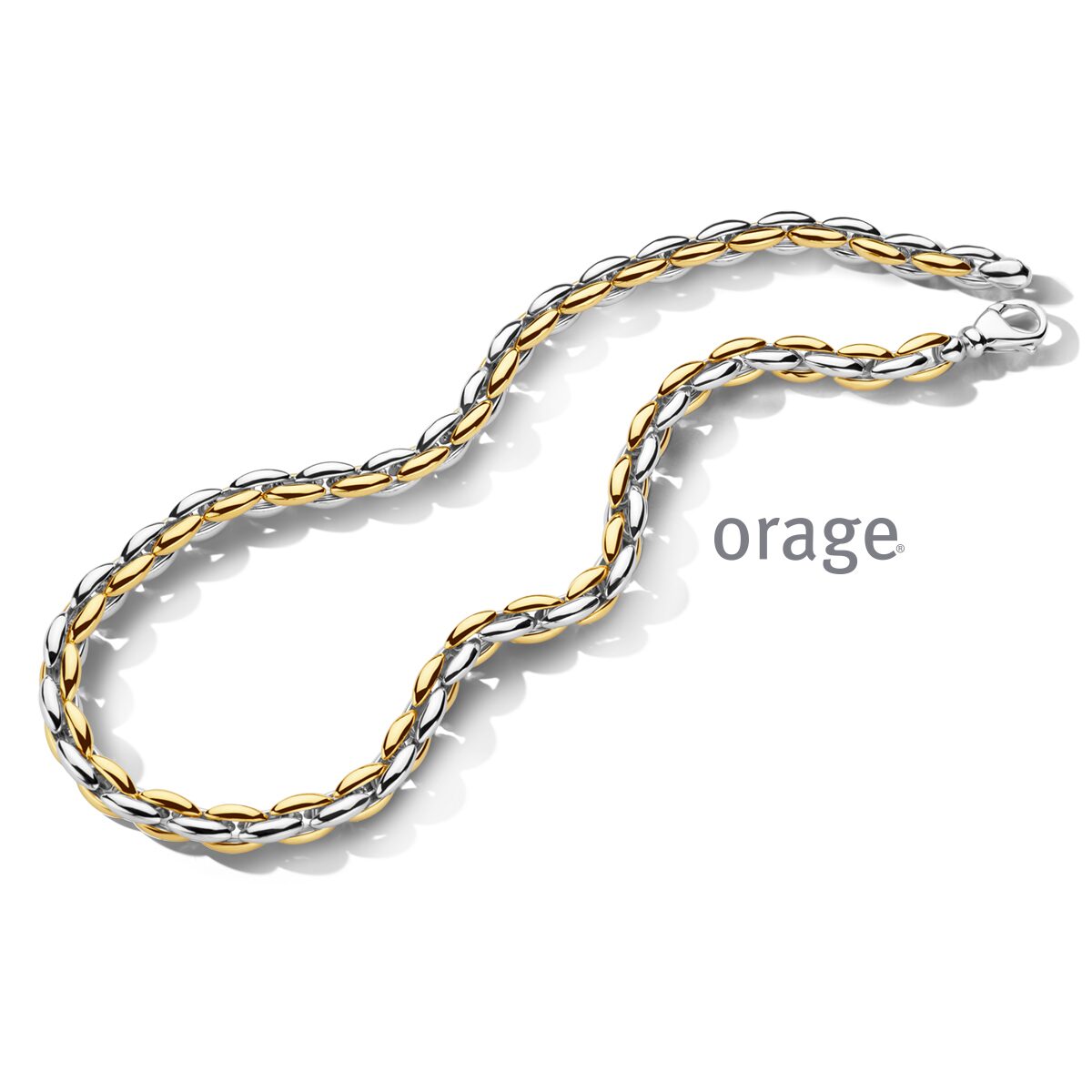 Orage Halsketting zilver bicolor  geel 50cm