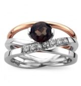 Emotions E131 ring wit & rood goud met rookkwarts & briljant 0.110ct