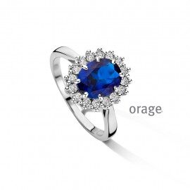 BA305 zilver ring entourage blauw & zirconium