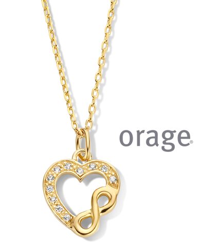 Orage ketting hart infinity verguld geel lengte 45cm