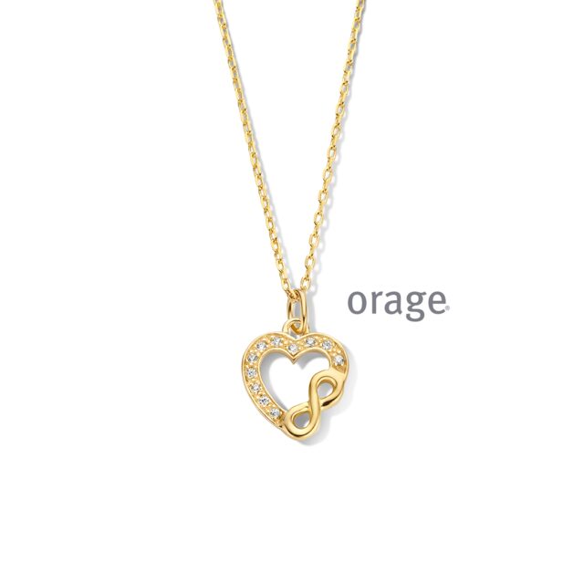 Orage ketting hart infinity verguld geel lengte 45cm
