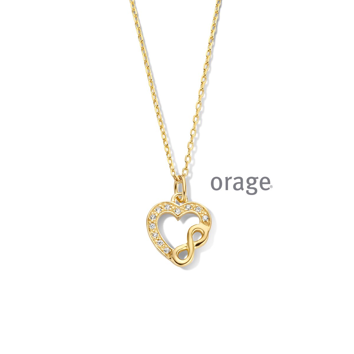 Orage ketting hart infinity verguld geel lengte 45cm