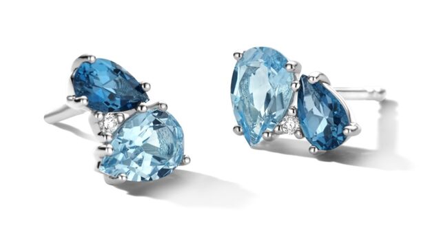 Y1936 You and Me Witgouden ooringen met Topaas london blue & briljanten