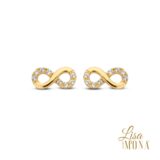  Lisa Mona LM/G0092  14K Geel Goud Oorringen 8x4MM Infinity 1MM Wit CZ Stone
