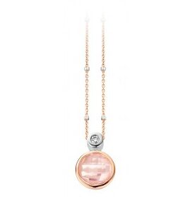 Emotions E250 hanger wit en roodgoud roze quartz briljant 0.09ct