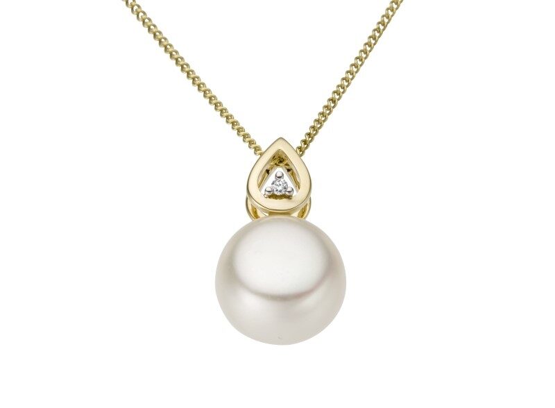 You and Me  GH2086GB hanger 18ct geelgoud met parel / briljant 0.01ct