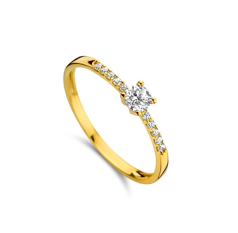 You and Me  y1623 Ring geelgoud18ct zirconium