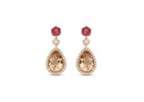 You and Me oorringen rosegoud 18ct met briljanten, morganiet en tourmalijn