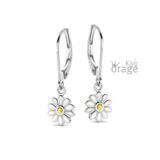 Orage Kids oorring bloem wit geel